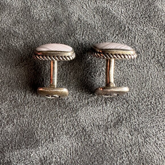 David Yurman Exotic Stone Cufflinks w/ Botswana Agate - RARE - Picture 11 of 16